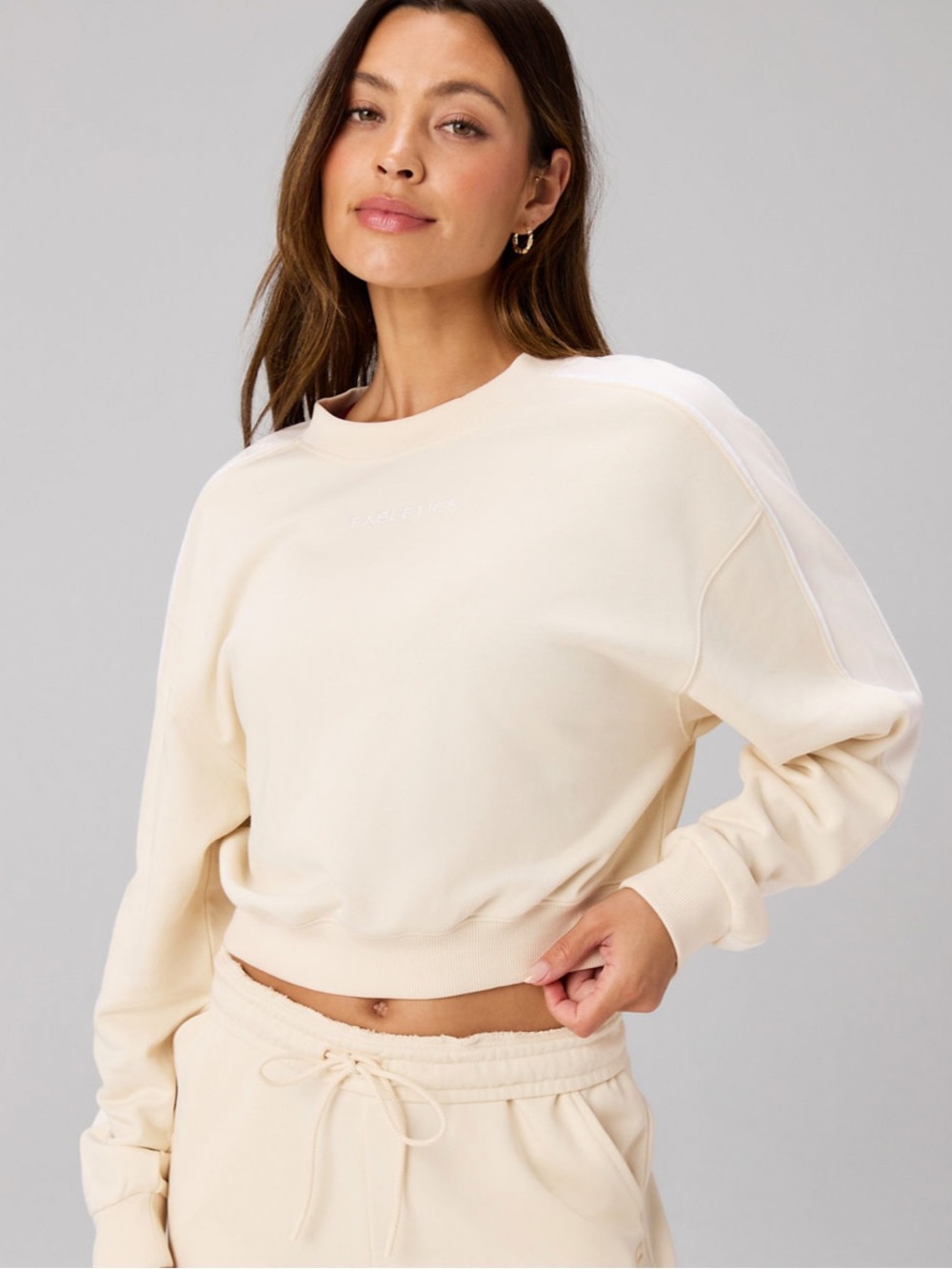 Fabletics Cream Crewneck Pullover